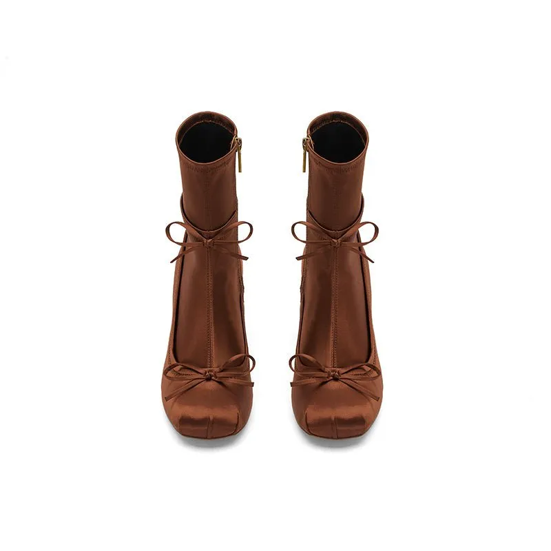 Ballet Elastic Socks Ankle Boots Brown