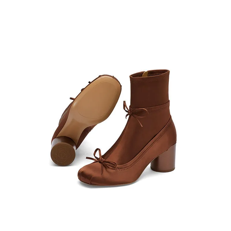 Ballet Elastic Socks Ankle Boots Brown