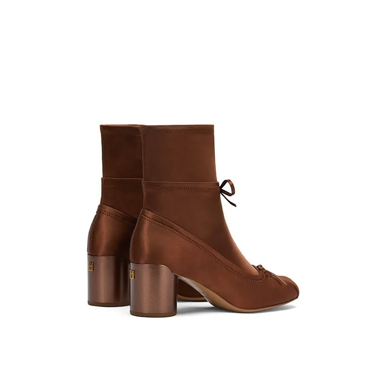 Ballet Elastic Socks Ankle Boots Brown
