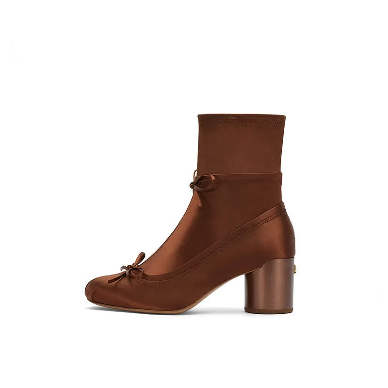 Ballet Elastic Socks Ankle Boots Brown