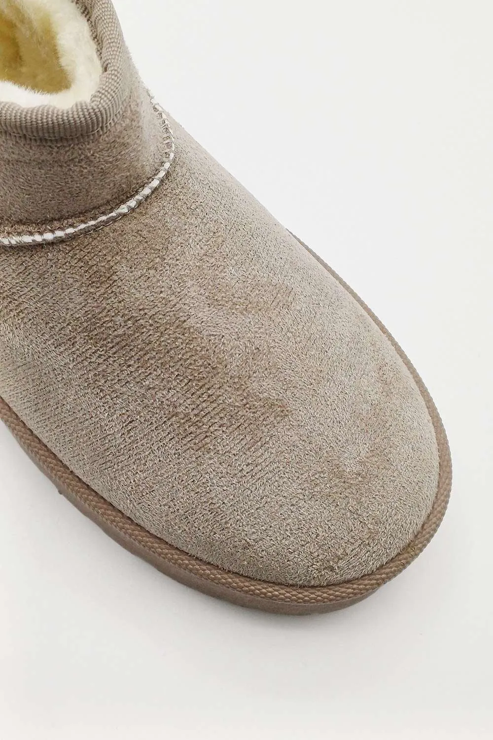 Dahl Faux Fur Lining Chunky Sole Ankle Boots in Mushroom