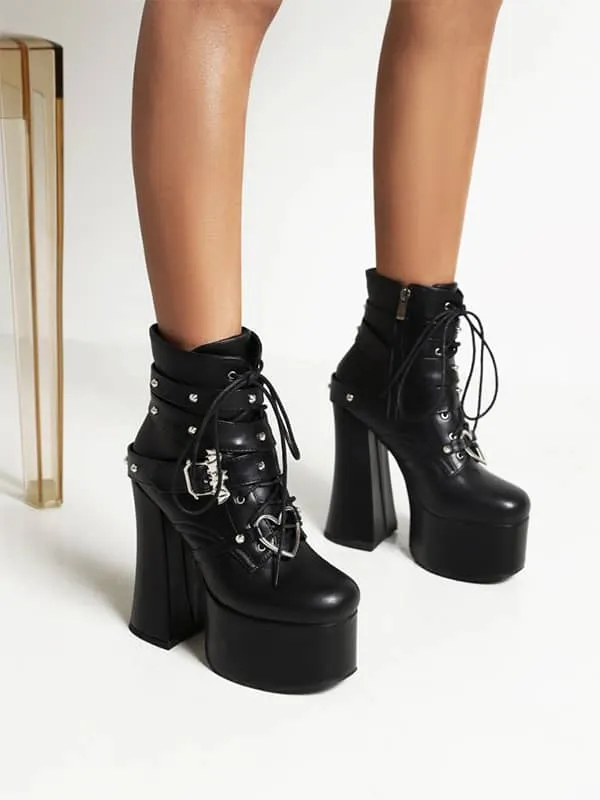 Fashion Crossed Laces Platform&Boots